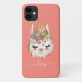 Niedlicher Llama-Gesicht Blumenname Personalisiert Case-Mate iPhone Hülle (Rückseite)