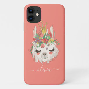 Niedlicher Llama-Gesicht Blumenname Personalisiert Case-Mate iPhone Hülle