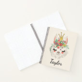 Niedlicher Llama-Gesicht Blumenname Personalisiert Notizblock (Innenseite)