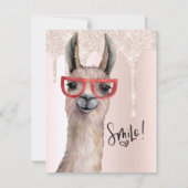 Niedlicher Llama Girly Pink Glitzer denkt an Sie (Vorderseite)