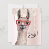 Niedlicher Llama Girly Pink Glitzer denkt an Sie