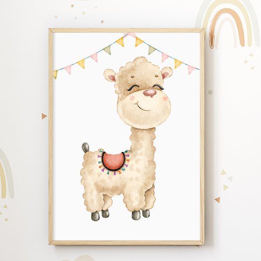 Niedlicher Llama Kinderzimmer Poster Animal Kids R
