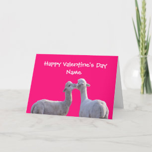 Niedlicher Llama Kiss Pink Valentinstag Karte