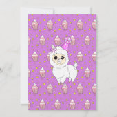 Niedlicher Llama, Kitten und Maus Lila zum Geburts Einladung (Rückseite)