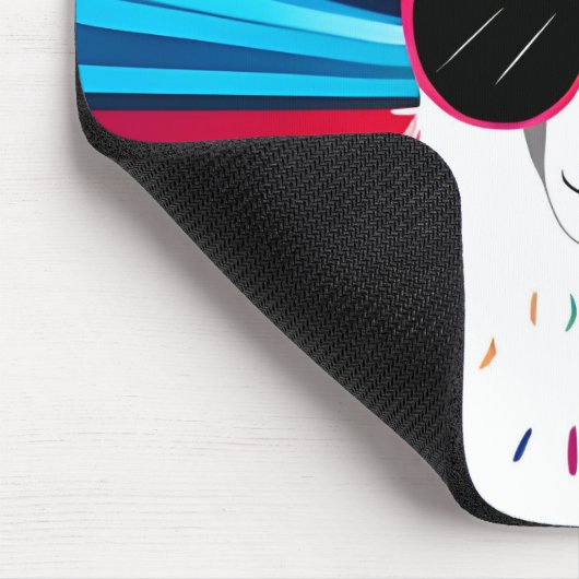 Niedlicher Llama mit Cooler Sonnenblase Mousepad (Ecke)