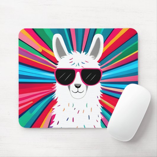 Niedlicher Llama mit Cooler Sonnenblase Mousepad (Mit Mouse)
