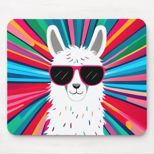 Niedlicher Llama mit Cooler Sonnenblase Mousepad (Vorne)