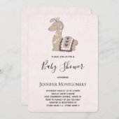 Niedlicher Llama mit einer Crown Baby-Dusche Einladung (Vorne/Hinten)