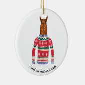 Niedlicher Llama mit Funny Ugly Christmas Sweater Keramikornament (Rechts)