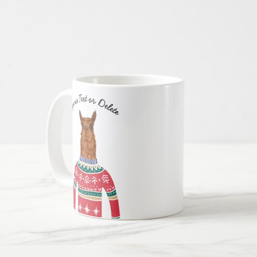 Niedlicher Llama mit lustigem, hässlichem Weihnach Kaffeetasse (Vorderseite Links)