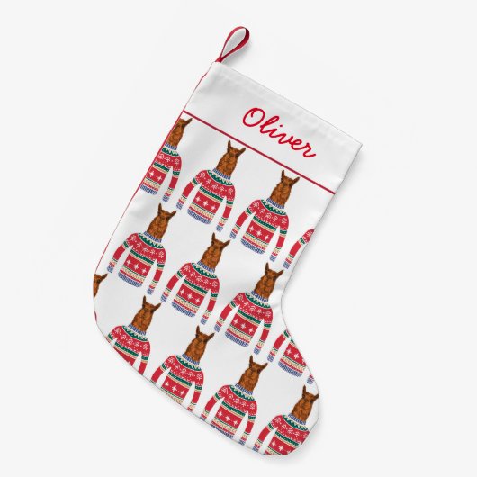 Niedlicher Llama mit lustigem, hässlichem Weihnach Kleiner Weihnachtsstrumpf (Vorderansicht (hängend))