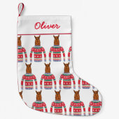 Niedlicher Llama mit lustigem, hässlichem Weihnach Kleiner Weihnachtsstrumpf (Vorderseite)