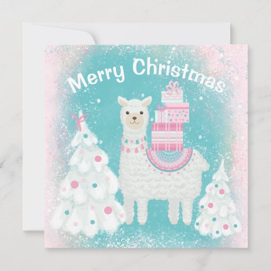 Niedlicher Llama mit Weihnachtsgeschenken (Vorderseite)
