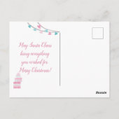 Niedlicher Llama mit Weihnachtsgeschenken Postkarte (Rückseite)