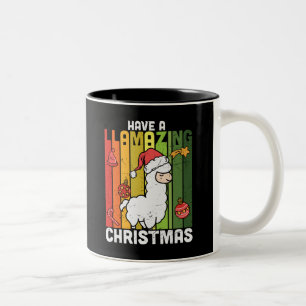 Niedlicher Llama Pub Weihnachtsfeiertag Zweifarbige Tasse