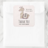 Niedlicher Llama Tragen eines Kronengeschäftes Vie Quadratischer Aufkleber (Tasche)