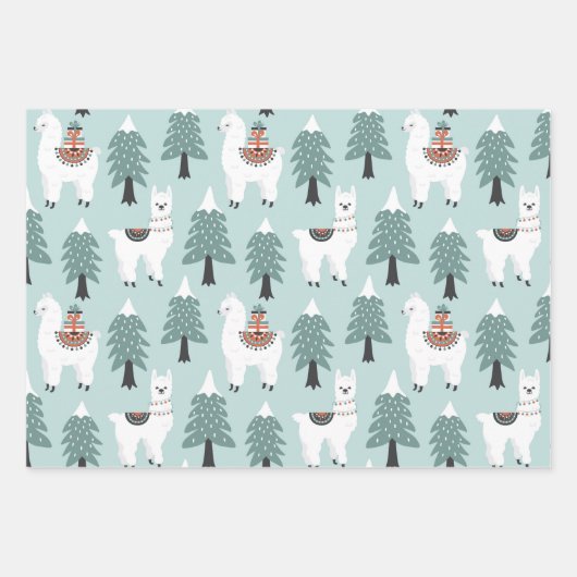 Niedlicher Llama Weihnachten Geschenkpapier Set (Vorderseite)