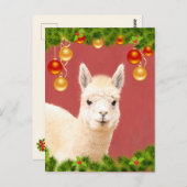 Niedlicher Llama Weihnachtsfeiertag Postkarte (Vorne/Hinten)