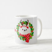 Niedlicher Llama Weihnachtskranz Personalisiert Kaffeetasse (VorderseiteRechts)