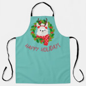 Niedlicher Llama Weihnachtskranz Schürze (Vorderseite)