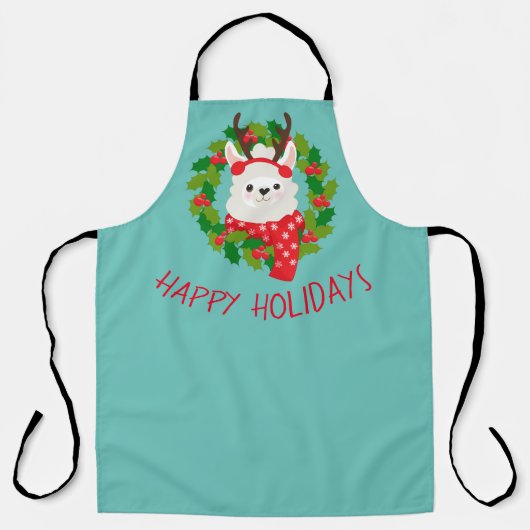 Niedlicher Llama Weihnachtskranz Schürze (Vorderseite)