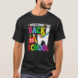 Niedlicher Llama willkommen erster Schultag zurück T-Shirt