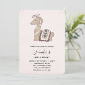 Niedlicher Llama zum Geburtstag einer Krone Einladung (Stehend Vorderseite)