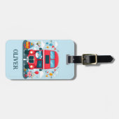 Niedlicher London Double Deck Bus und Teddy Bear Gepäckanhänger (Vorderseite horizontal)