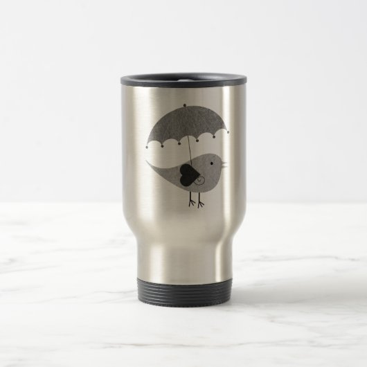 Niedlicher Lovebird mit Umbrella Reisebecher (Mittel)
