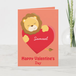Niedlicher Löwe am Valentinstag für Ihren Sohn Karte