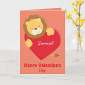 Niedlicher Löwe am Valentinstag für Ihren Sohn Karte (Gelbe Blume)