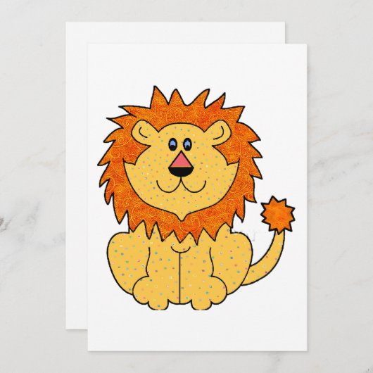 Niedlicher Löwe Einladung (Vorne/Hinten)