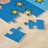 Niedlicher Löwe Foto heißt blaugelbe Kinder Puzzle (Seite)