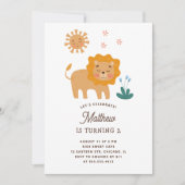 Niedlicher Löwe. Funny Safari Animal Kindergeburts Einladung (Vorderseite)