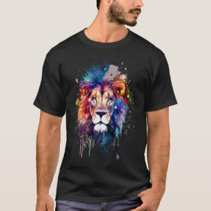 Niedlicher Löwe für wild lebende Tiere in Regenbog T-Shirt