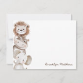 Niedlicher Löwe, Hippo & Elephant Kids Stationieru Mitteilungskarte (Vorderseite)