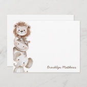 Niedlicher Löwe, Hippo & Elephant Kids Stationieru Mitteilungskarte (Vorne/Hinten)