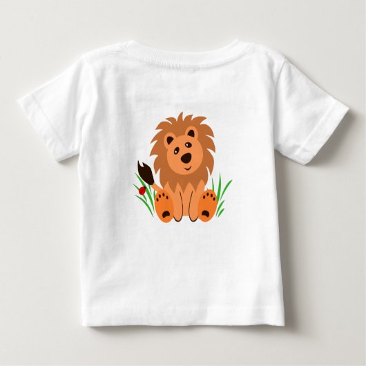 Niedlicher Löwe im Gras mit Ladybug-Baby-T - Shirt (Rückseite)