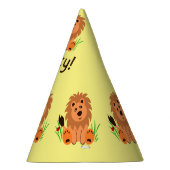 Niedlicher Löwe im Gras mit Ladybug, Kindergeburts Partyhütchen (Rechts)