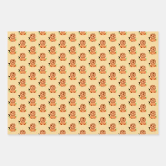 Niedlicher Löwe im Gras mit Ladybug-Kindern Geschenkpapier Set (Vorderseite 2)
