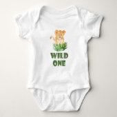 Niedlicher Löwe im Wald Wild One Lettering Baby Strampler (Vorderseite)