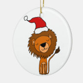 Niedlicher Löwe in der Weihnachtsmannmütze Weihnac Keramikornament (Links)