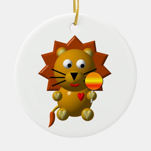 Niedlicher Löwe mit Lutscher! Keramikornament (Vorne)
