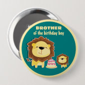 Niedlicher Löwe und Baby Cub Kindergeburtstag Button (Vorne & Hinten)