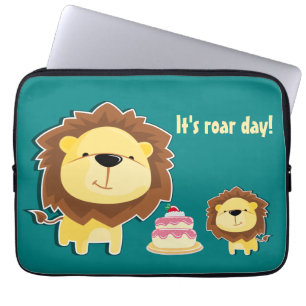 Niedlicher Löwe und Baby Cub Kindergeburtstag Laptopschutzhülle