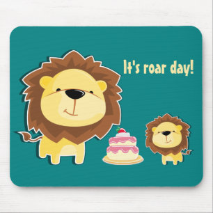 Niedlicher Löwe und Baby Cub Kindergeburtstag Mousepad