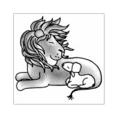 Niedlicher Löwe und Lamm | Briefmarke der Holzkuns Gummistempel (Prägung)