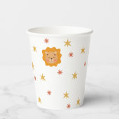 Niedlicher Löwe und Sterne. Funny Safari Baby Kind Pappbecher (Rückseite)