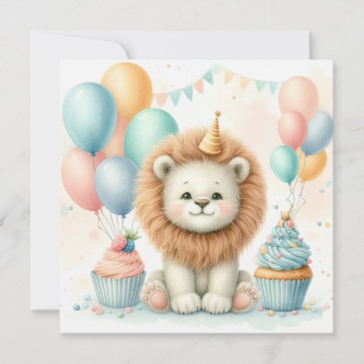 Niedlicher LöwenGeburtstag Karte (Vorderseite)
