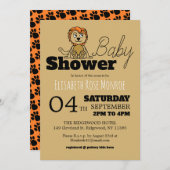 Niedlicher Löwengürtel, Babydusche Einladung (Vorne/Hinten)